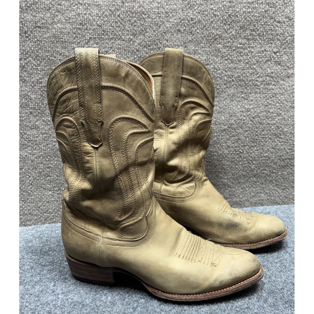 Tecovas The‎ Cartwright Boot Mens 8.5D Tan Cowboy Worn Rodeo Western HAND MADE